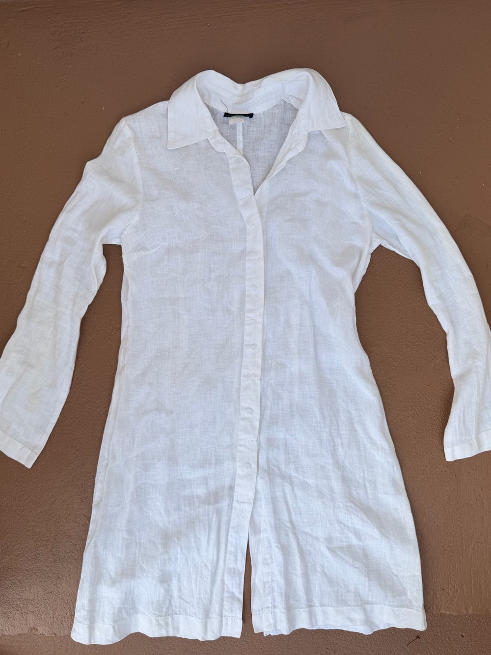 Anthropologie White Linen Button-Front Tunic